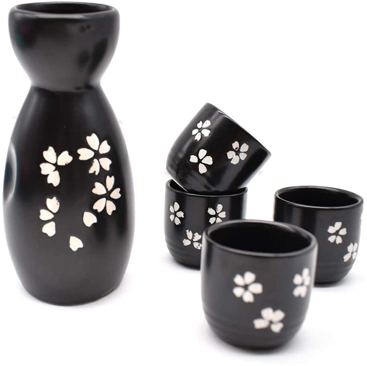 Dailygoods - Dailygoody - Keramische Sake Set - Traditionele Japanse Wijnglazen - Elegante en Luxueuze Set - Zwart - Geschikt voor Restaurants en Bijeenkomste