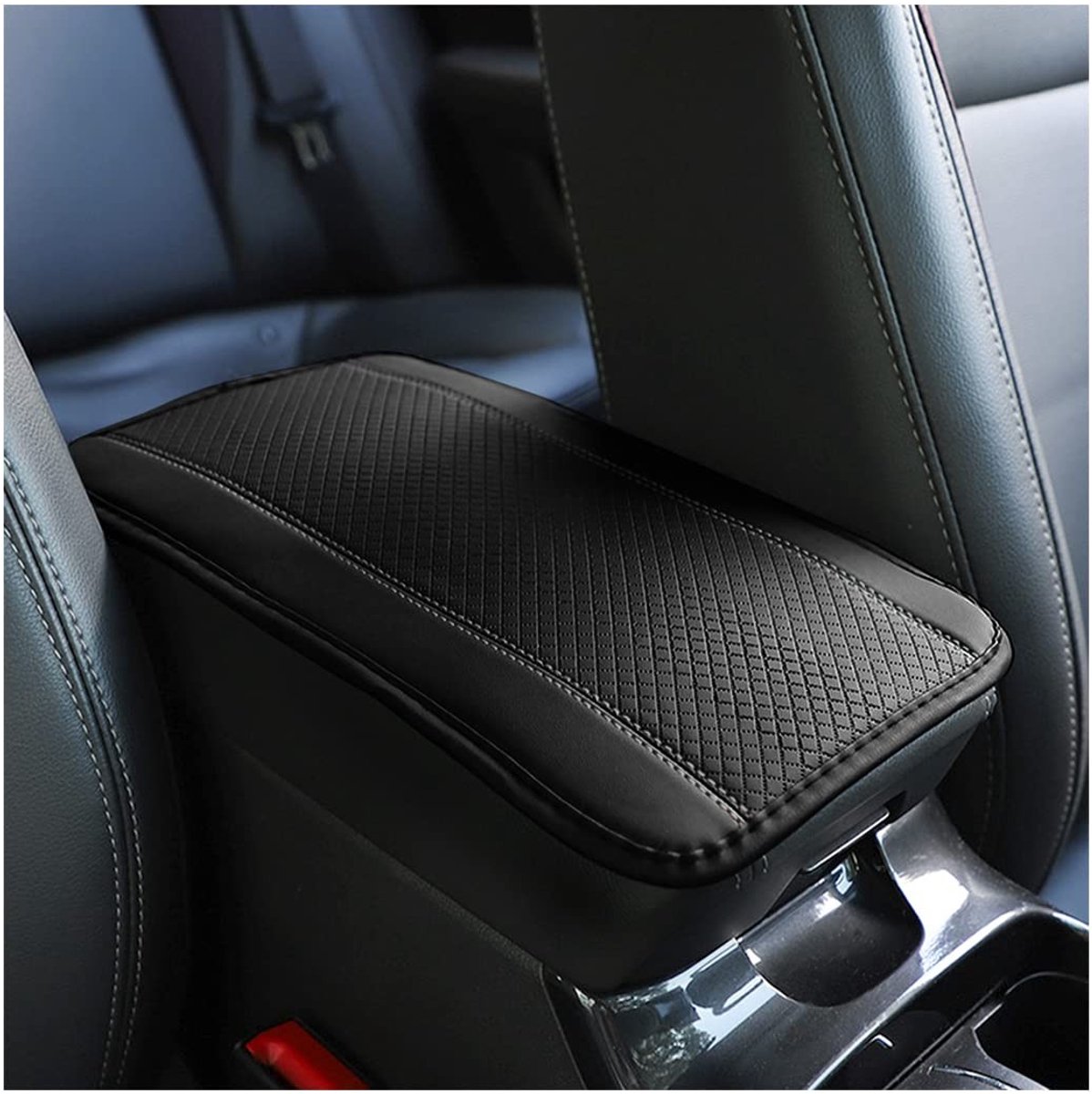 Dailygoods - Dailygoody - Lederen armleuningkussen - Comfortabele autostoelaccessoires - Zwartgrijs - Middenconsole kussen - Geschikt voor de meeste auto's
