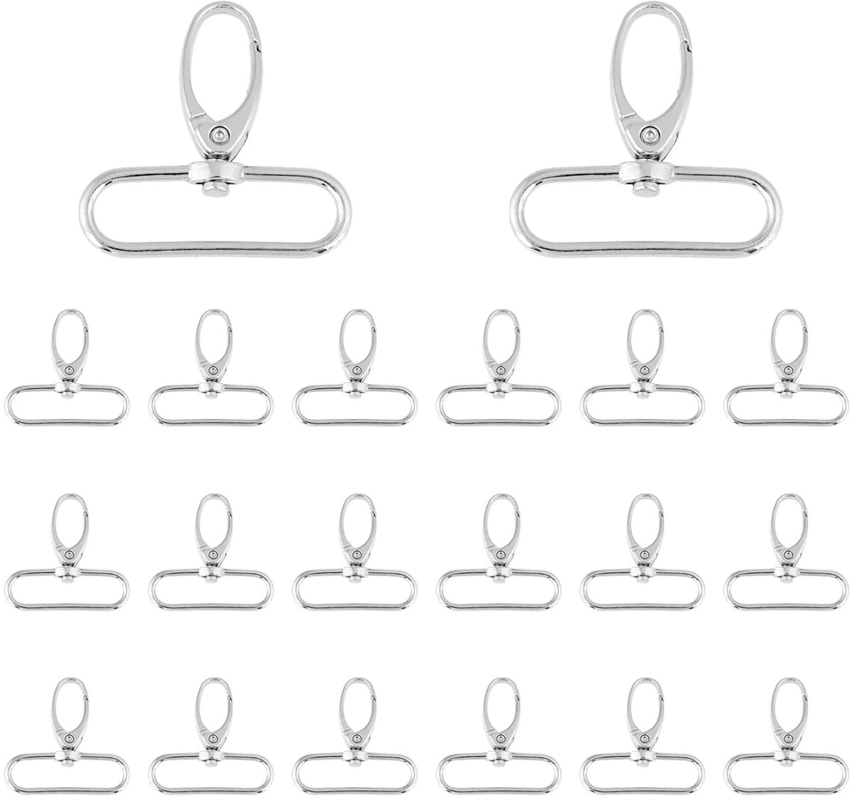 Dailygoods - Dailygoody - Metalen Sleutelhanger Haak - Karabijnhaken voor DIY - Zilverkleurig - Sluitingen voor Tasambachten - Geschikt voor Sleutels en Flessen