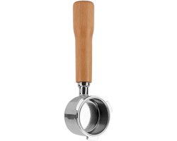 Dailygoods - Dailygoody - Handvat Koffie Portafilter - 304 Roestvrij Staal - Duurzaam en Veilig - 51mm Filter Mand - Massief Houten Handvat - Ideaal voor Kantoor