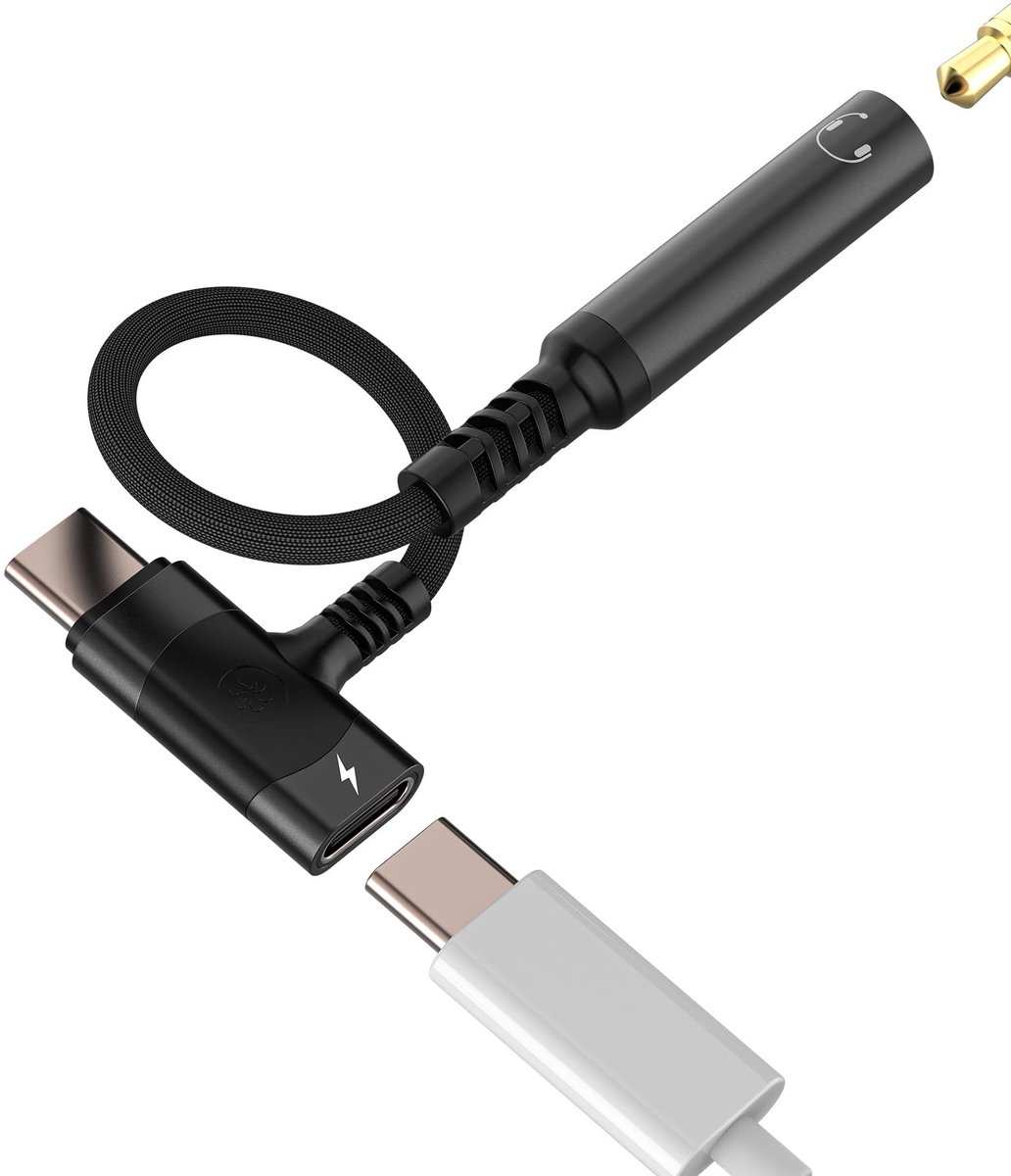 Dailygoods - Dailygoody - USB-C naar 3,5 mm Adapter - Audio en Opladen - Geschikt voor iPhone 15 en iPad - Gelijktijdig gebruik - Compatibel met Samsung - Ideaal v..