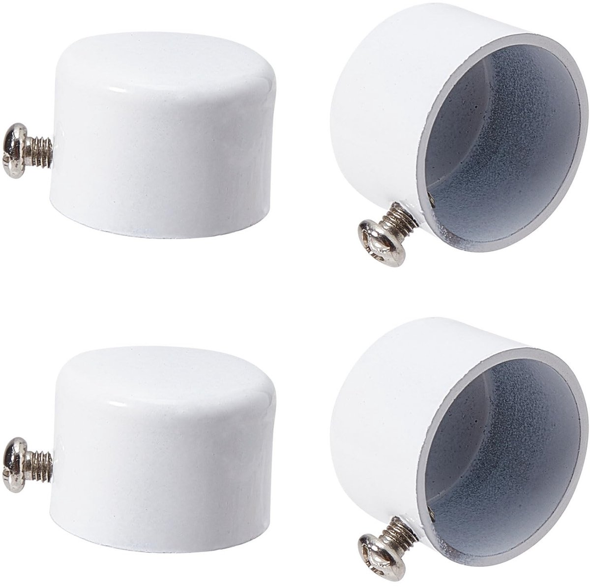 Dailygoods - Dailygoody - Gordijn eindstukken - Gordijnroede accessoires - Wit metaal - Cilindrische eindkappen - Geschikt voor thuiskantoor - Decoratieve roede ui