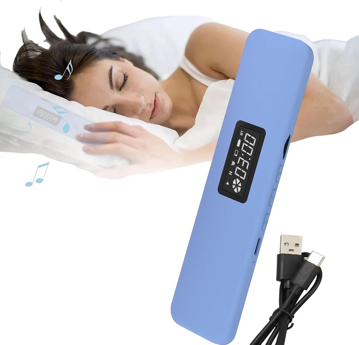 Bluetooth-kussenluidspreker voor tijdens het slapen, draadloze stereo-muziekhoofdtelefoon met botgeleiding voor de slaap, mini-luidspreker voor onder het kussen tegen slapeloosheid en witte ruis voor zijslapers.