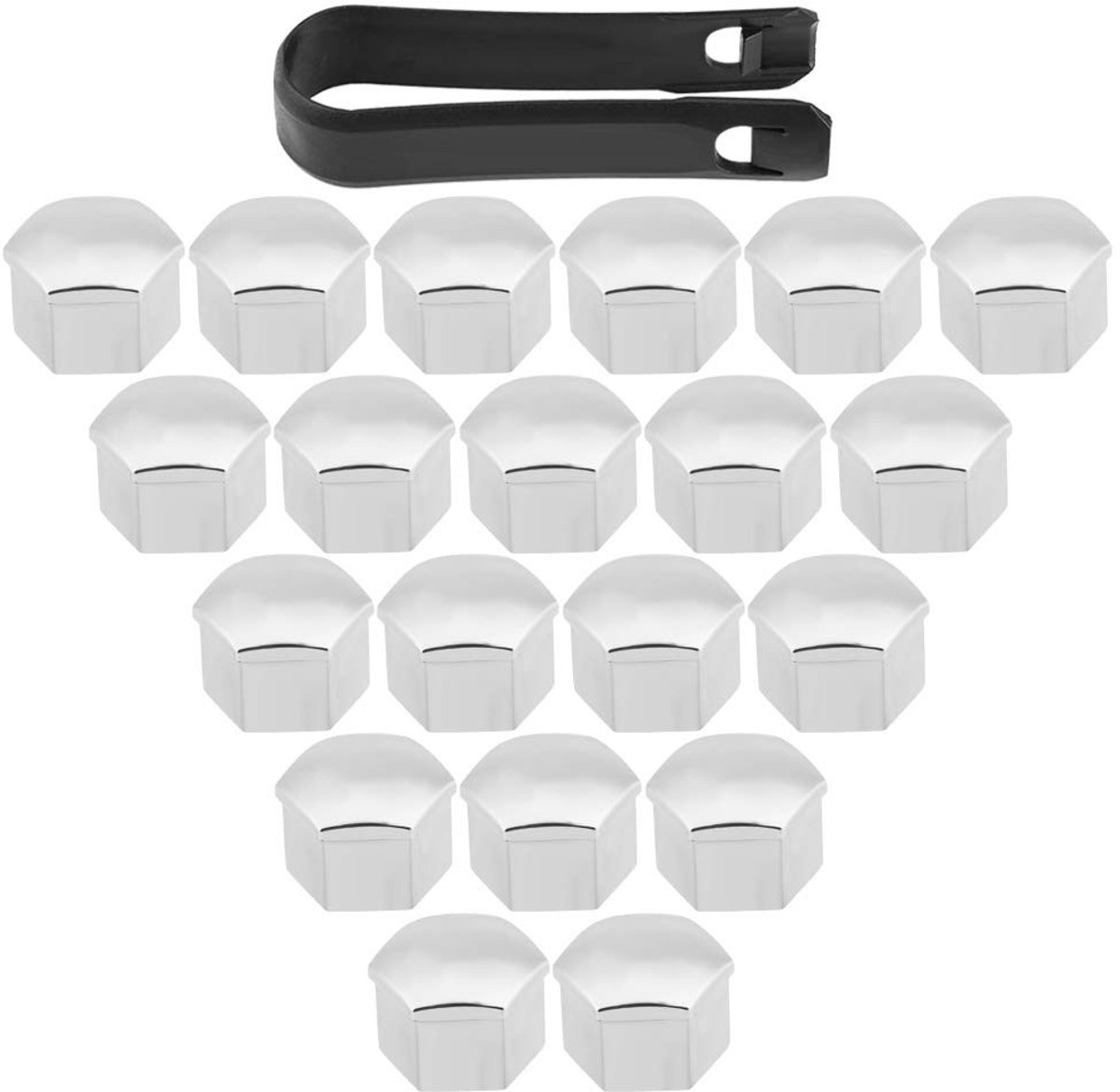 Dailygoods - Dailygoody - 17mm Wielmoerkappen - Universele Beschermende Hoofddeksel - Zilver - Set van 20 Stuks - Bescherming voor Wielmoeren - Geschikt voor Auto'...
