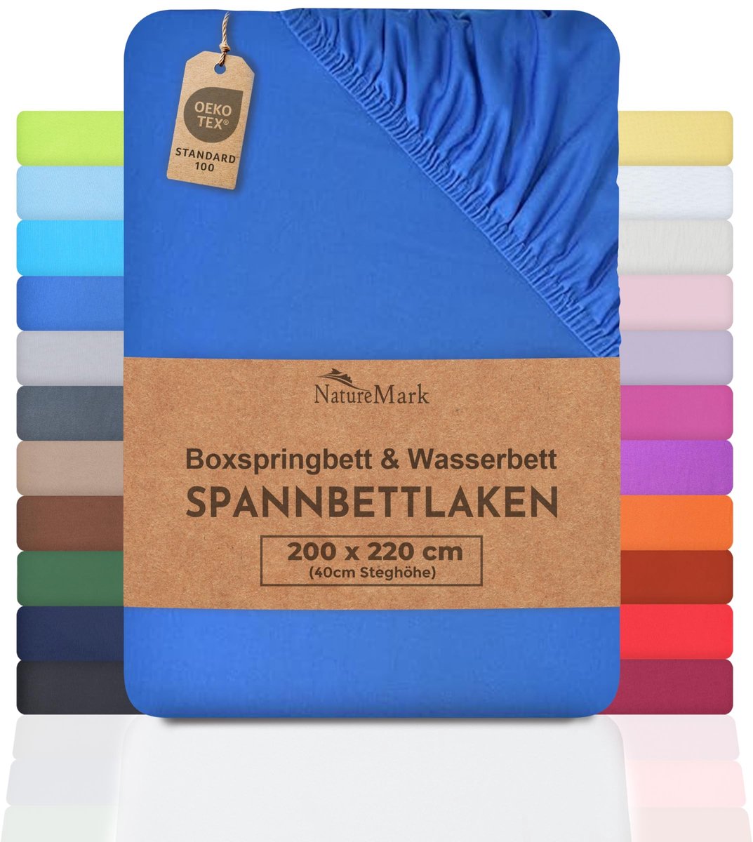 Dailygoods - Dailygoody - Hoeslaken - Katoen - Spandex - 200 x 220 cm - Koningsblauw - Geschikt voor boxspring en waterbed - Hoogwaardige kwaliteit