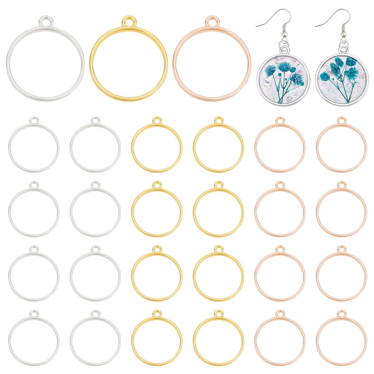 Dailygoods - Set van 60 Ronde Open Bezel Hangers voor Hars Sieraden