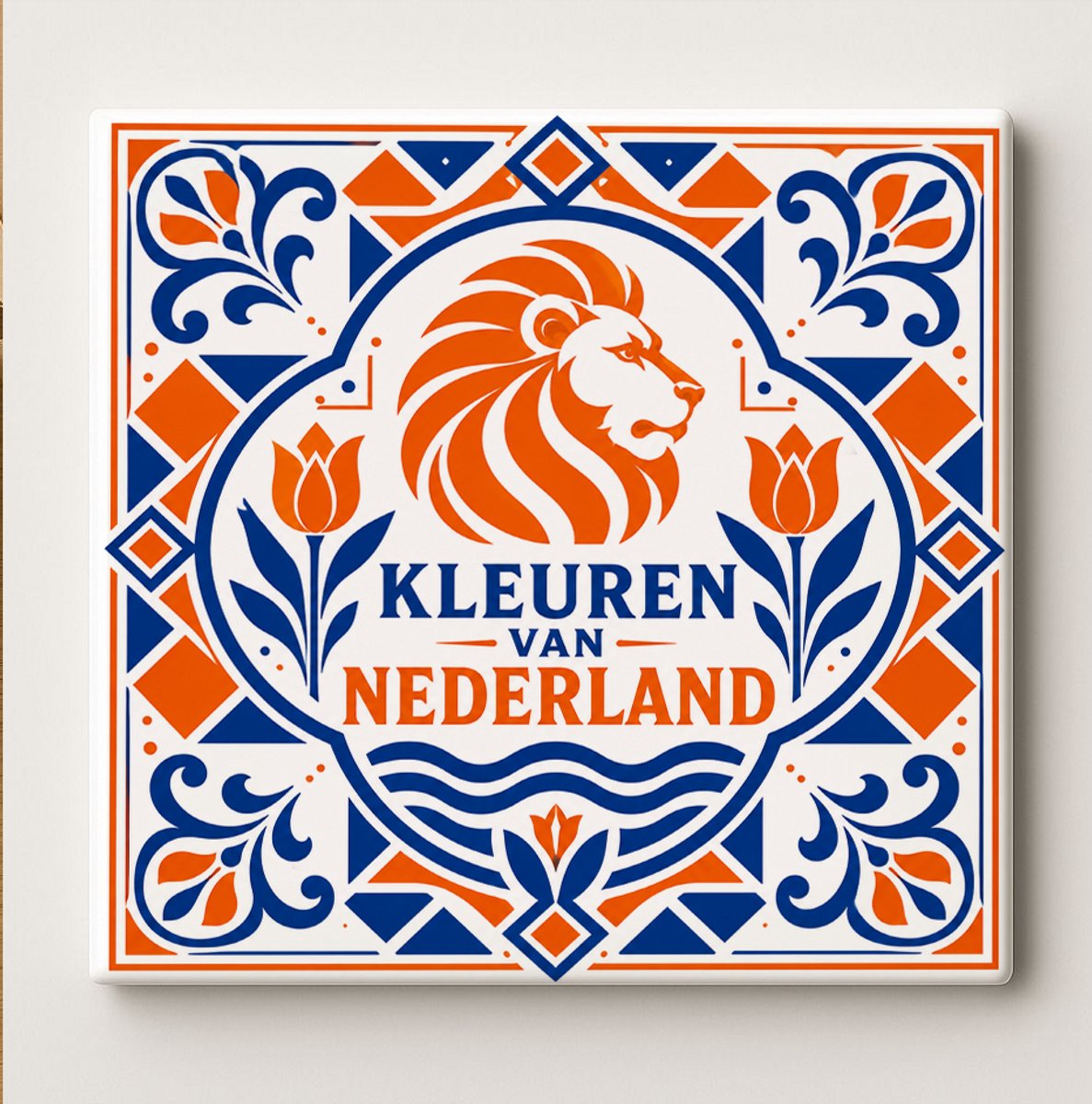Nederland Decoratieve Keramische Tegel – Leeuw Holland Design – Blauw Oranje Wanddecoratie