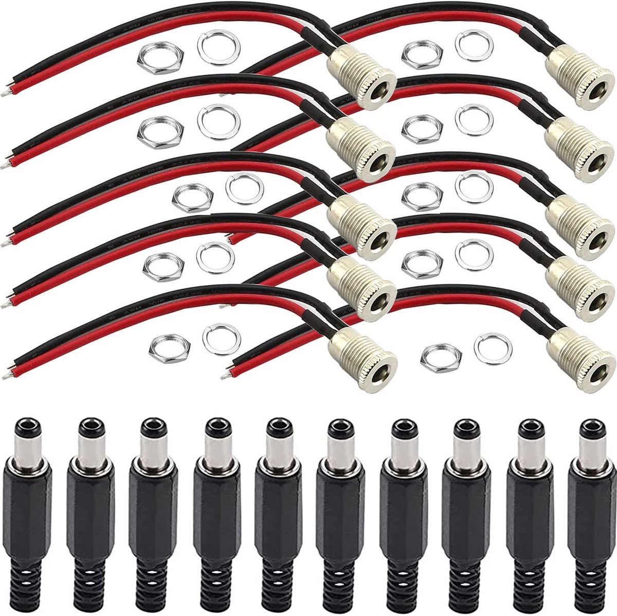 Dailygoods - DC Mount Adapterset met 10 Holle Stekkers en Soldeeraansluiting