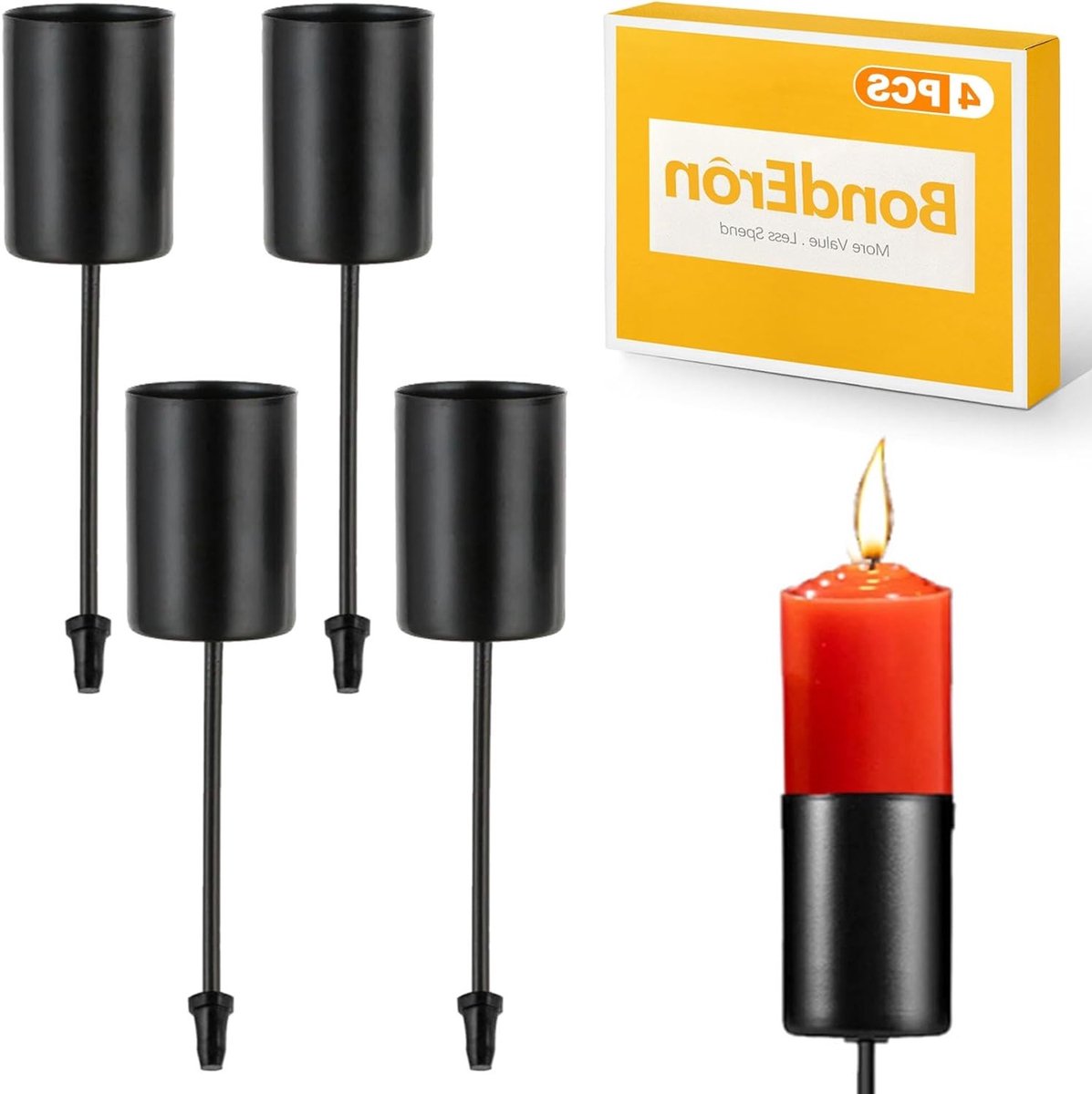 Set van 4 Zwarte Kandelaar Houder voor Stompkaarsen - Perfect voor DIY Projecten, Adventskrans en Tafeldecoratie voor Feestdagen