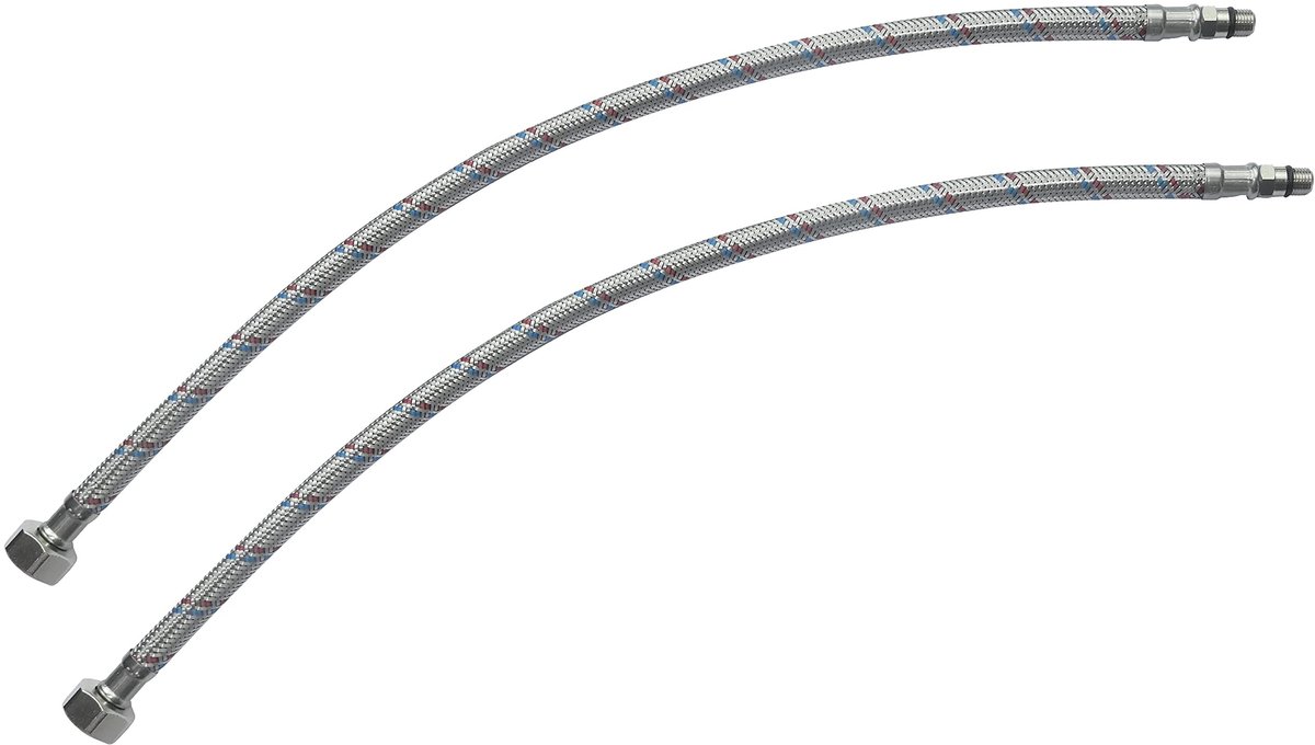 Dailygoods - 2-delige toevoerslang set - Flexibele sanitaire slang - 500 mm - Zilver - Aansluitslang - Geschikt voor badkamer en keuken