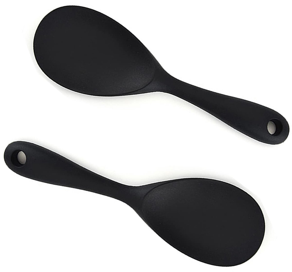 Dailygoods - Dailygoody - Serveerlepel - Silicone Rijstlepel - Duurzaam en veelzijdig - Zwart - Kooklepel voor Aardappelpuree en Rijst - Geschikt voor diverse gere