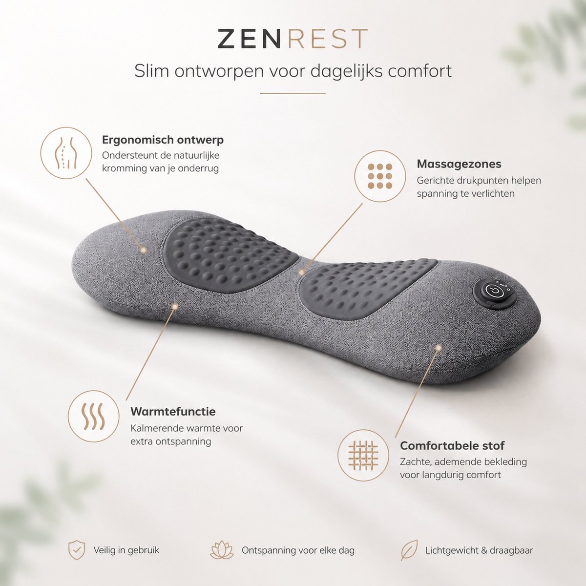 ZenRest Smoothspine Triple Fusion Massager - Massage Kussen thumbnail 5