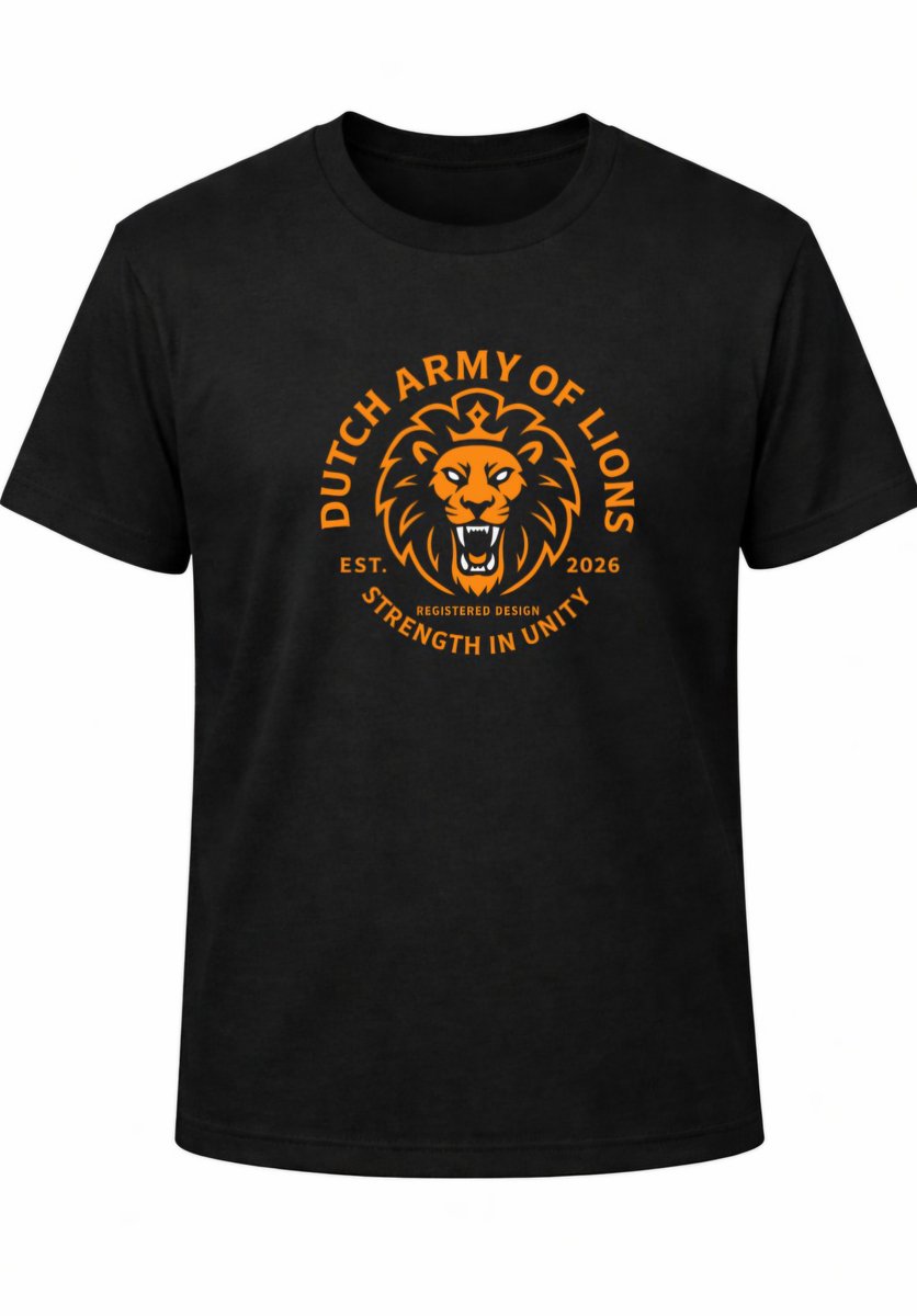 WK Voetbal 2026 T-shirt Zwart met oranje Leeuw Dutch Army of Lions Zwart Formule 1 Nederland supporters-T-shirt Nederlandse vlag T-shirt T-shirt oranje festivals Oranje Neonkleurige leeuw T-shirt Oranjelegioen Maat M