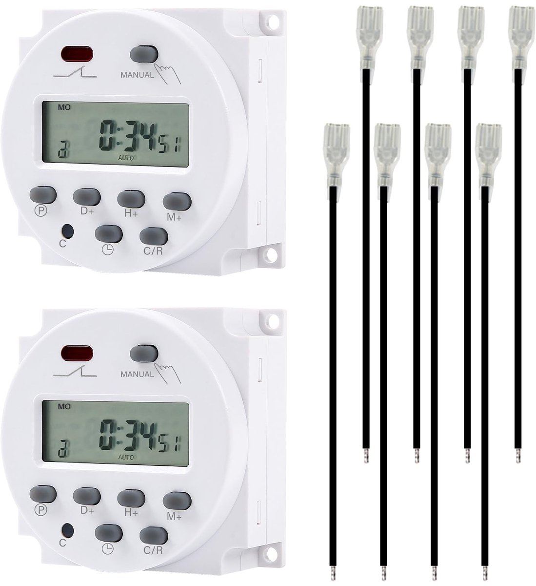 Dailygoods - Dailygoody - Digitale mini-timer - 2 stuks - Waterdicht - Wit - 16A timer - Voor straatverlichting en productie-installaties