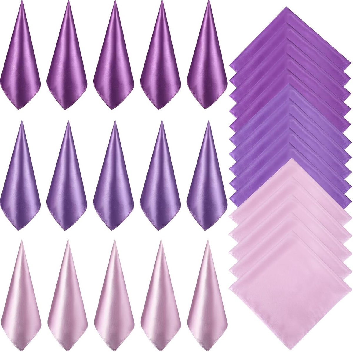 Set van 15 Dames Sjaals met Vierkante Hals, Effen Satijnen Neckerchiefs en Haarbandana's voor Diverse Stijlen
