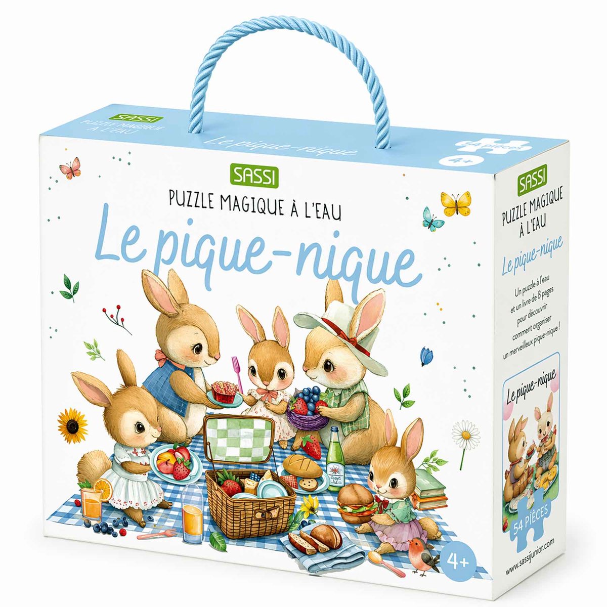 Sassi Junior - Magische waterkleurboek puzzel herbruikbaar voor kinderen - Blauw