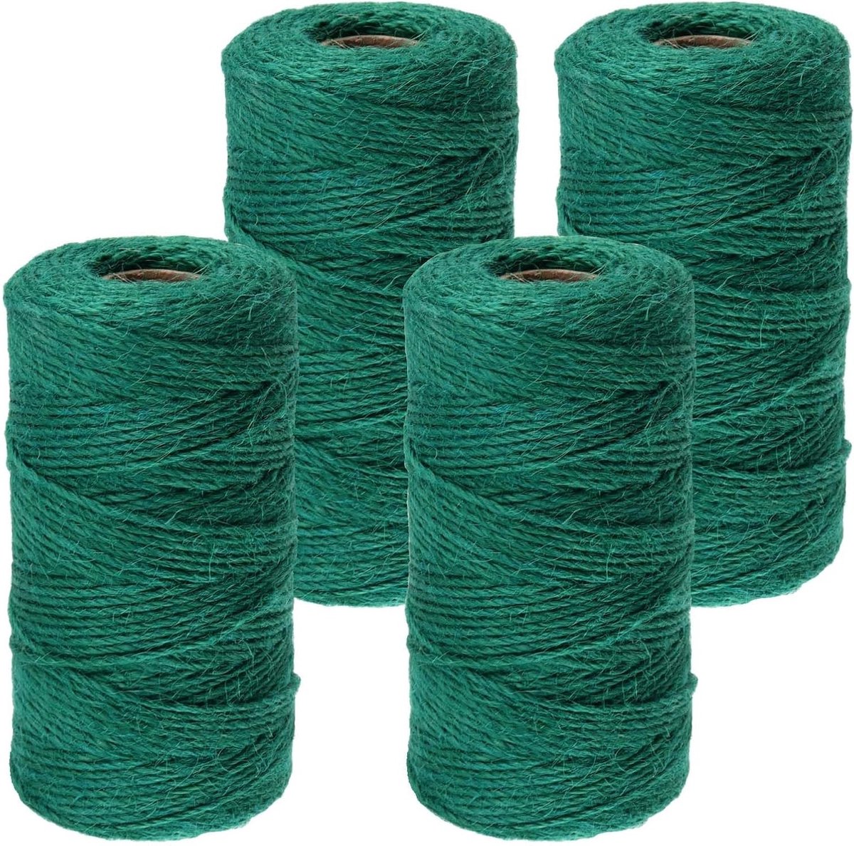 Natuurlijke Jute Touw voor Tuinieren en DIY - 4 Rollen Groen 2 mm × 100 m voor Decoratie en Binding