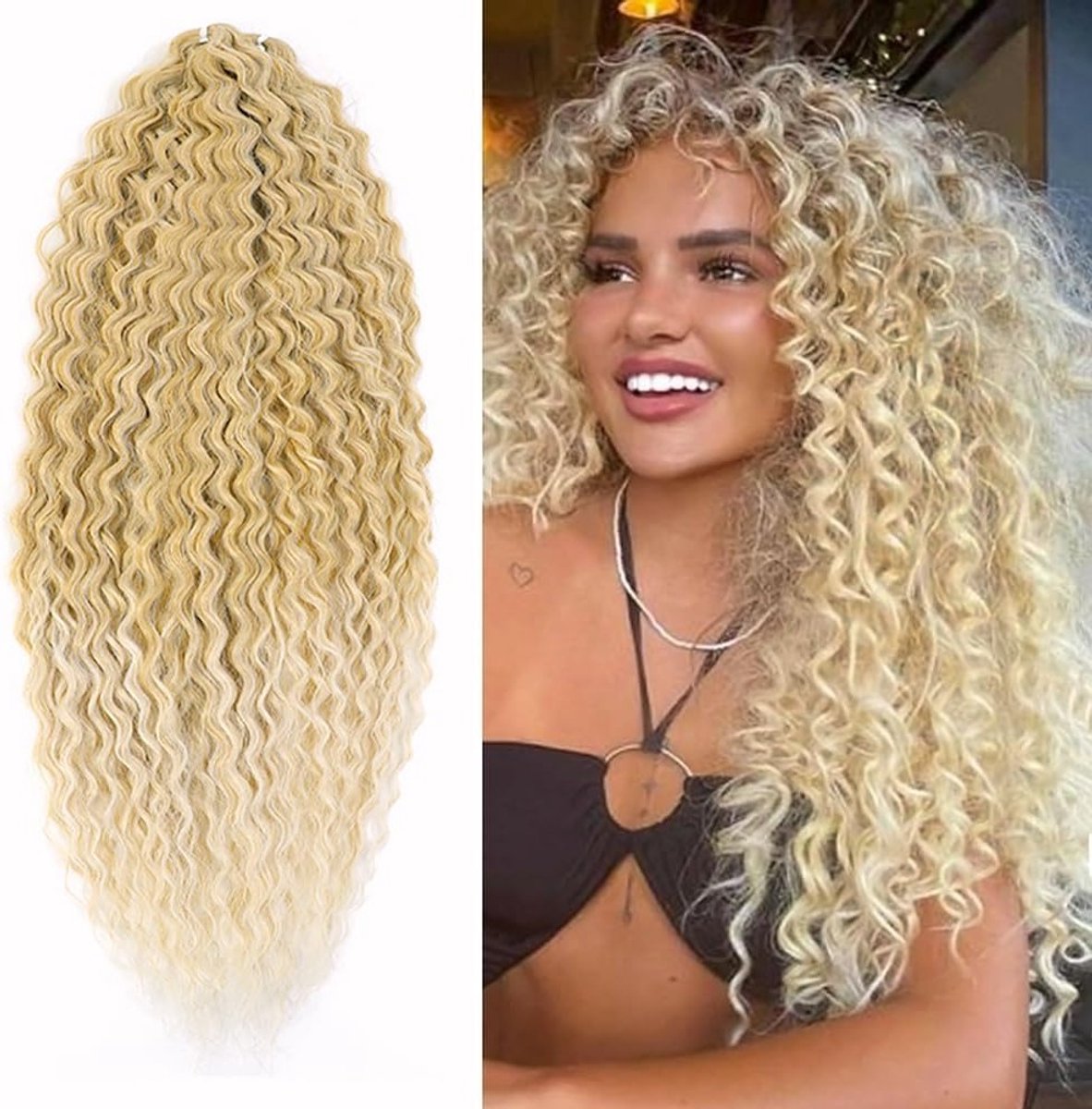 3 Packs 55cm Water Wave Twist Easy Crochet Haar Extensions in Blonderand voor Butterfly Locs en Vlechtwerk voor Vrouwen