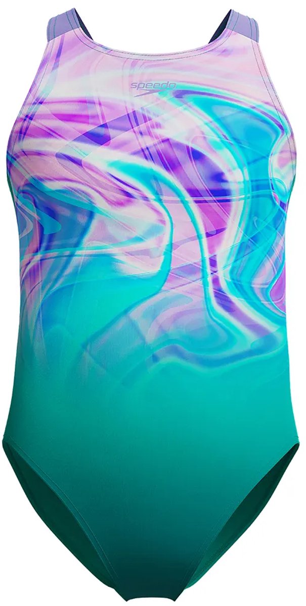 Speedo Printed Pulseback Zwemkleding Blauw 13-14 Years Meisje
