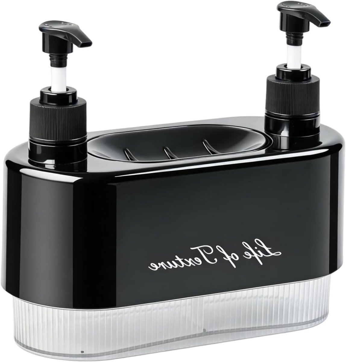 Vaatwasmiddel Dispenser voor Keuken, Muurbevestiging Zonder Boren, Organiser voor Shampoo, Douchegel en Handzeep met Zeepbakje