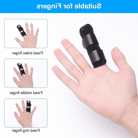 Set van 4 verstelbare vingerspalken voor immobilisatie, aluminium steun, vingersteun en bandage bij gebroken vingers en artritis — afbeelding 4