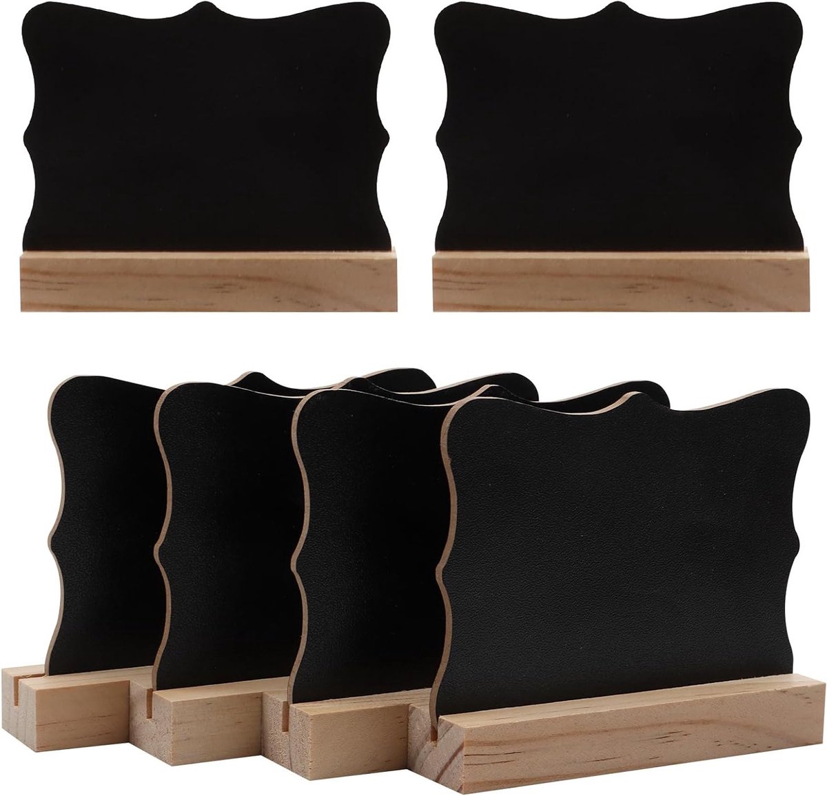 Mini Witte Bordjes voor Schrijven, Set van 6, Houten Krijtborden voor Feestjes, Buffet en Bruiloften