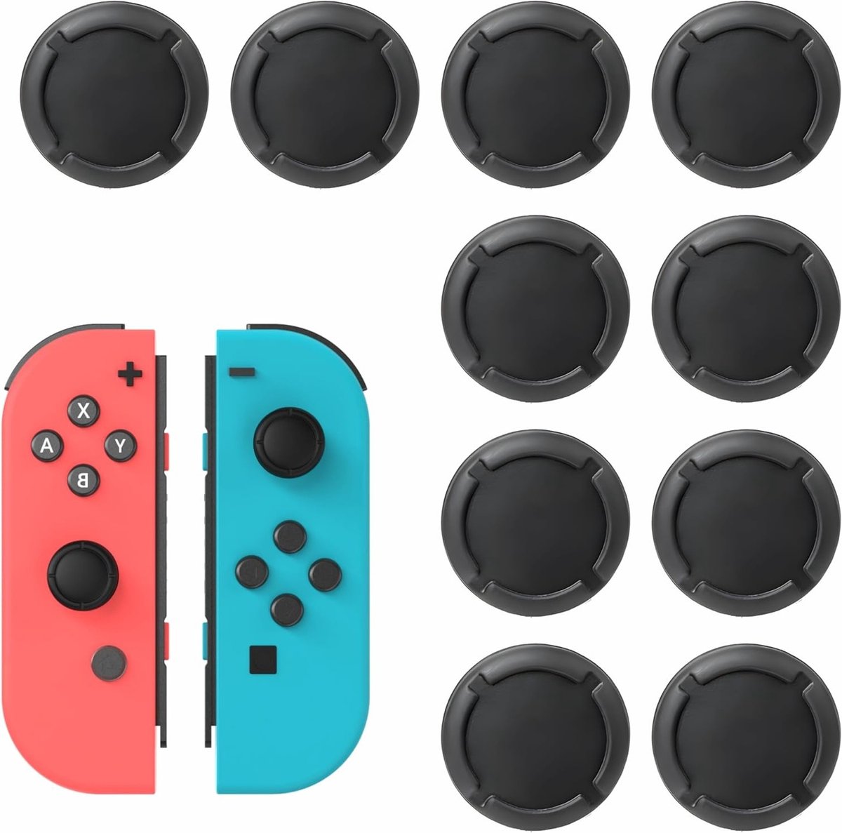 Antislip joystick doppen voor Nintendo Switch - 10 stuks duurzame siliconen afdekkingen met diamantstructuur voor Joy-Con controllers en reserveonderdelen