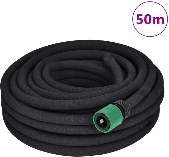 Druppelslang 50m waterbesparend flexibel rubber met microporiën anti-blokkeer 1/2″ connector tuin