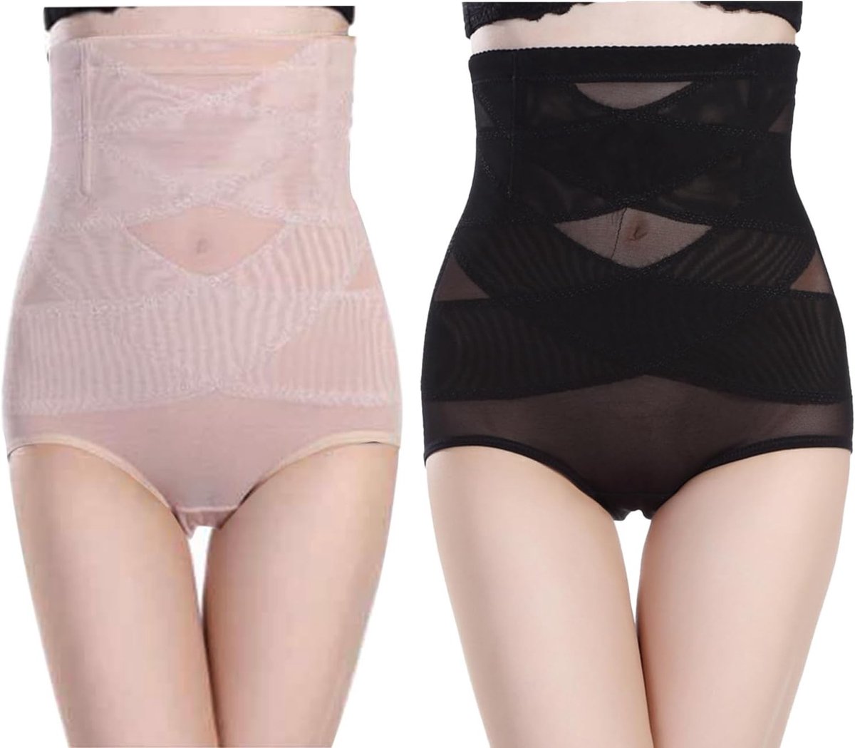 2 Stuks Hoge Taille Shapewear voor Vrouwen, Comfortabele Slankende Onderkleding, Ideaal voor Tummy Control en Body Shaping, Zwart, One Size