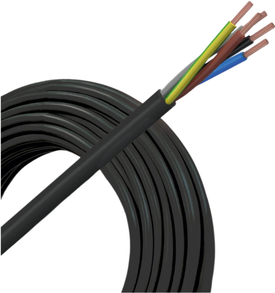 Helukabel VTMB (H05VV-F) kabel 5x0.75mm2 zwart per rol 100 meter