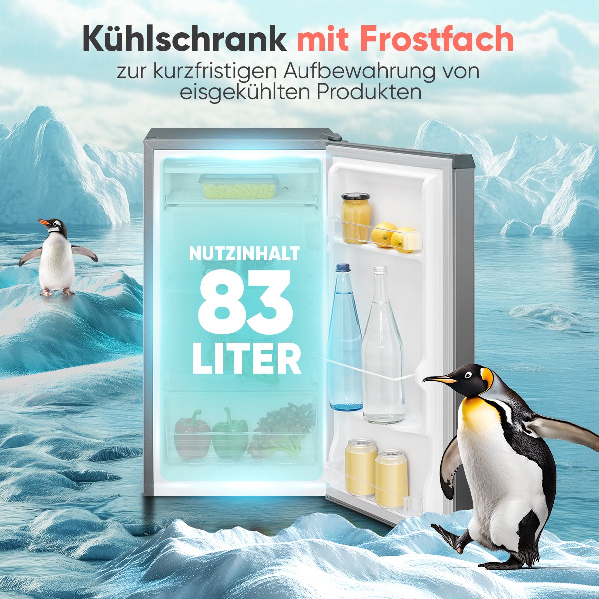 Bomann KS 7257 - Koelkast - 83Liter -met ijsblokjesvak - Grafiet — afbeelding 5