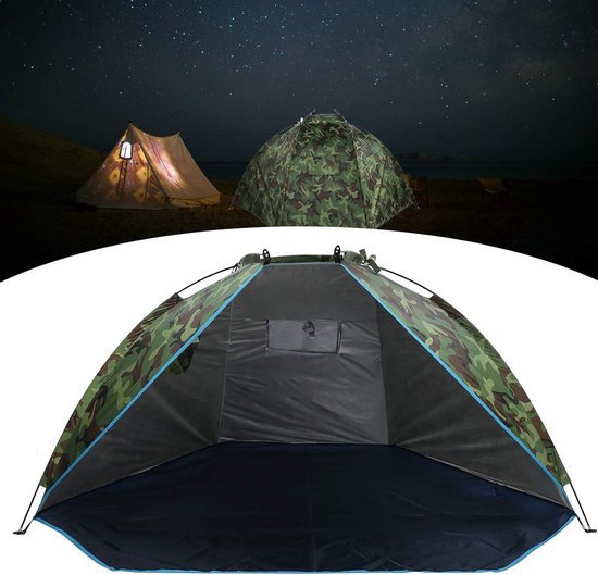 Allecto - Vistent - Camping - Waterdicht - Camouflage - Outdoor - Draagbare - Geschikt voor merk - Twee Personen - Groen - Ruime Camouflagetent voor 2 personen met waterdichte zonneklep van Merkloos — afbeelding 4