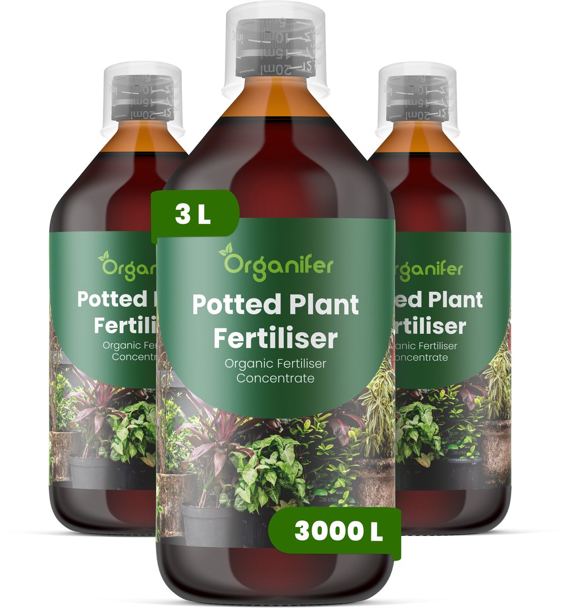 Vloeibare Meststof Voor Potplanten 3X1 L Voor 3000 L - Npk 3-4-3 Ondersteunt Evenwichtige Groei Bij Potplanten - Bevordert Sterke Wortelontwikkeling - Verbetert Bladstevigheid - Kleur En Algehele Plantvitaliteit - Organifer