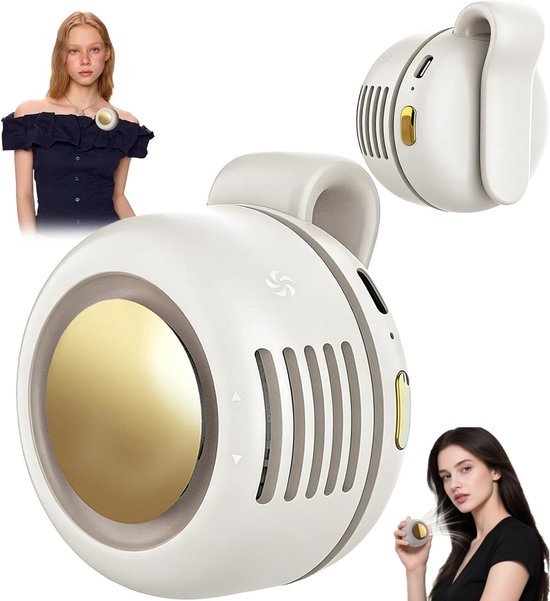 Draagbare stille bladloze USB miniventilator met clip, 3 snelheden, compact, lichtgewicht, 6 uur batterijduur