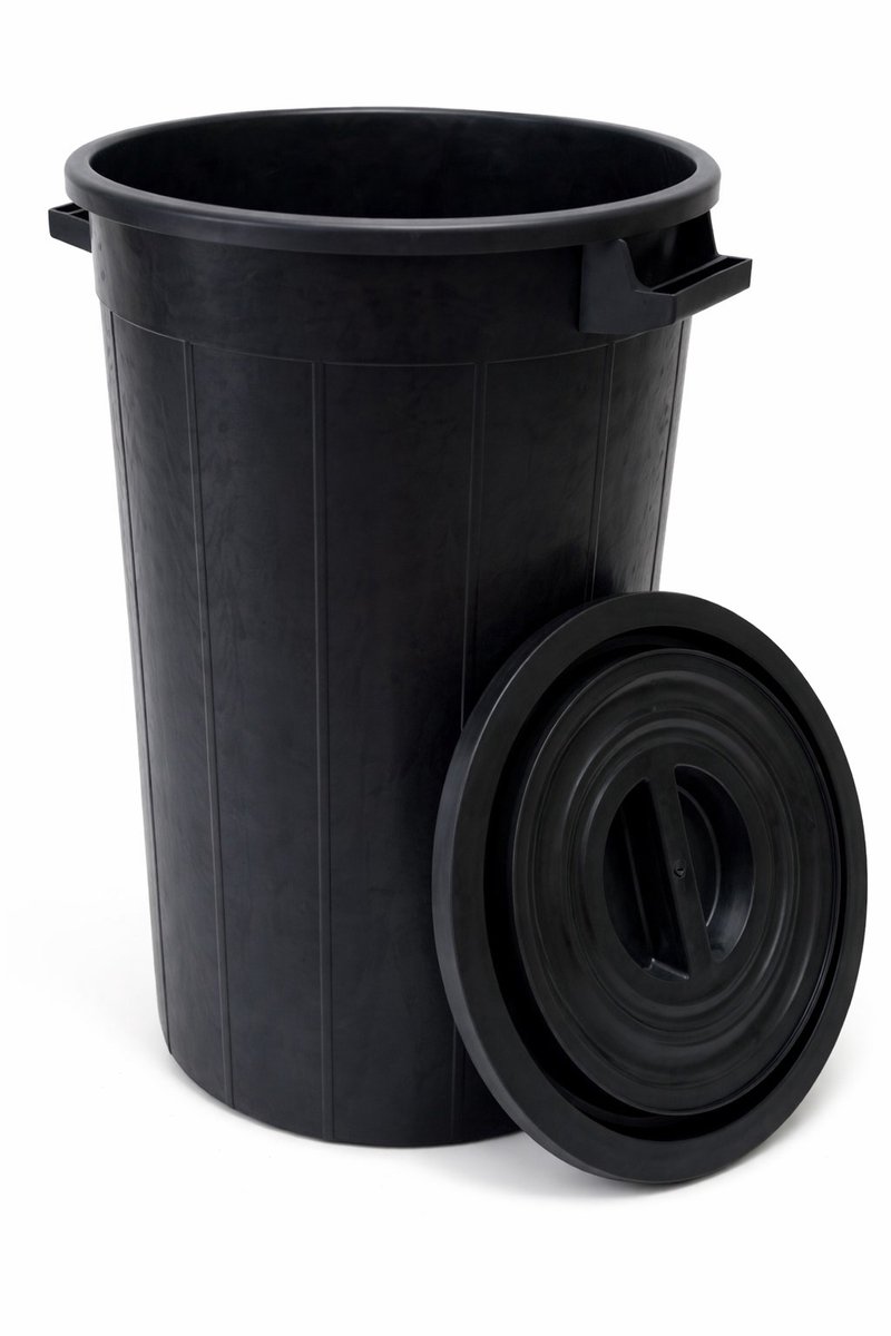 Buitenprullenbak - 120 liter - Afvalbak buiten - Afvalton met deksel - Vuilnisbak - Afvalemmer - Zwart
