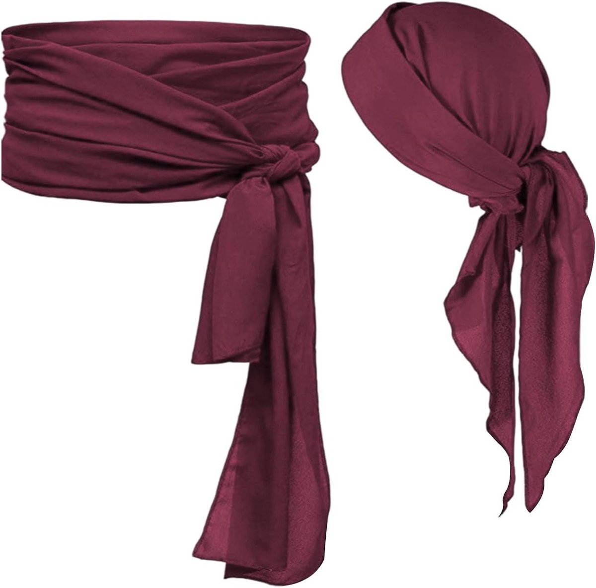 Piratenkostuum Accessoires Set voor Vrouwen - Sash, Hoofdband en Tailleband voor Carnaval, Cosplay en Halloween, Dieprood
