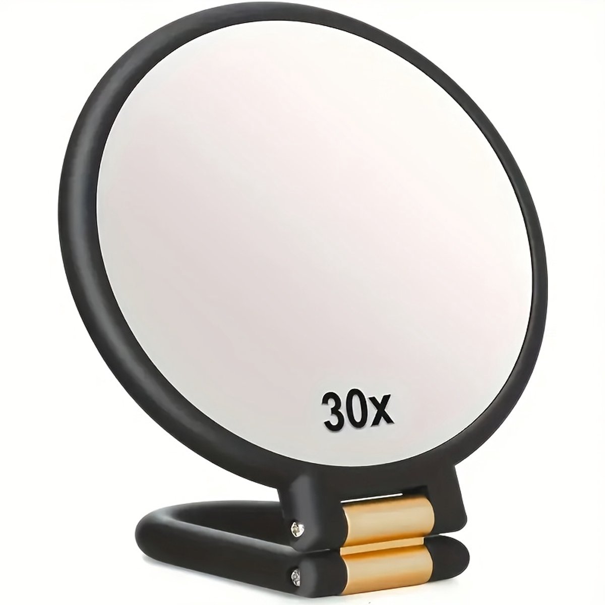 Livé® Zwart Handspiegel – 30x Vergroting Dubbelzijdig 360°
