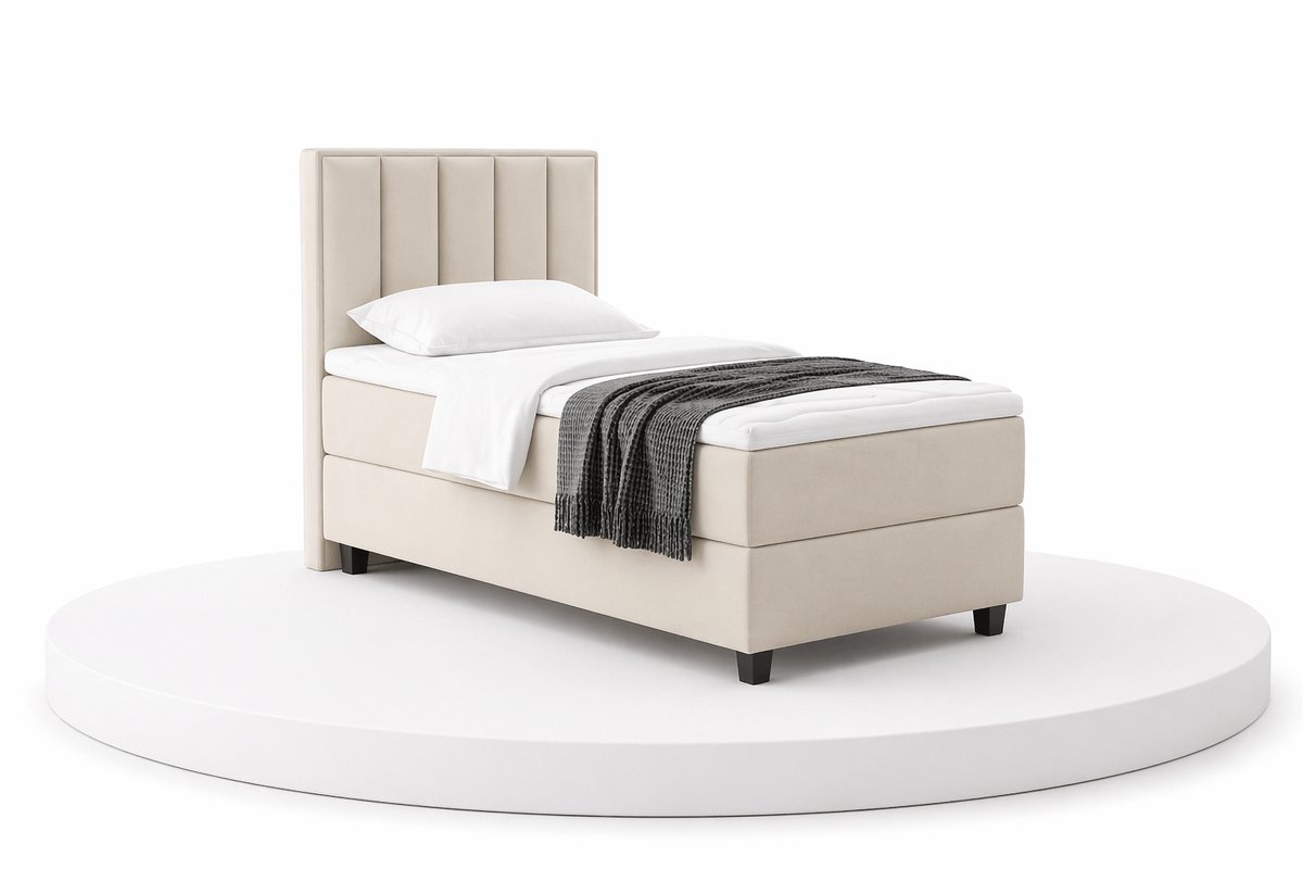 Boxspring SoloLux - 90x200 Compleet - Eenpersoons bed - Beige - BalBedden