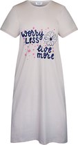 GAUBERT® Essential Dames Nachthemd Korte Mouw - Premium Gekamd Katoen - Worry Less Live More - Greige - Maat XL - GB-6817