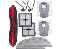 TuseRxln Stofzuiger Onderdeel - Accessoires Geschikt - Rubber/Nylon Hoofdborstel + HEPA Stofzak + Microvezel Wisdoek - 18 Stks - Voor Roborock Q7 L5+/M5+ Zwart