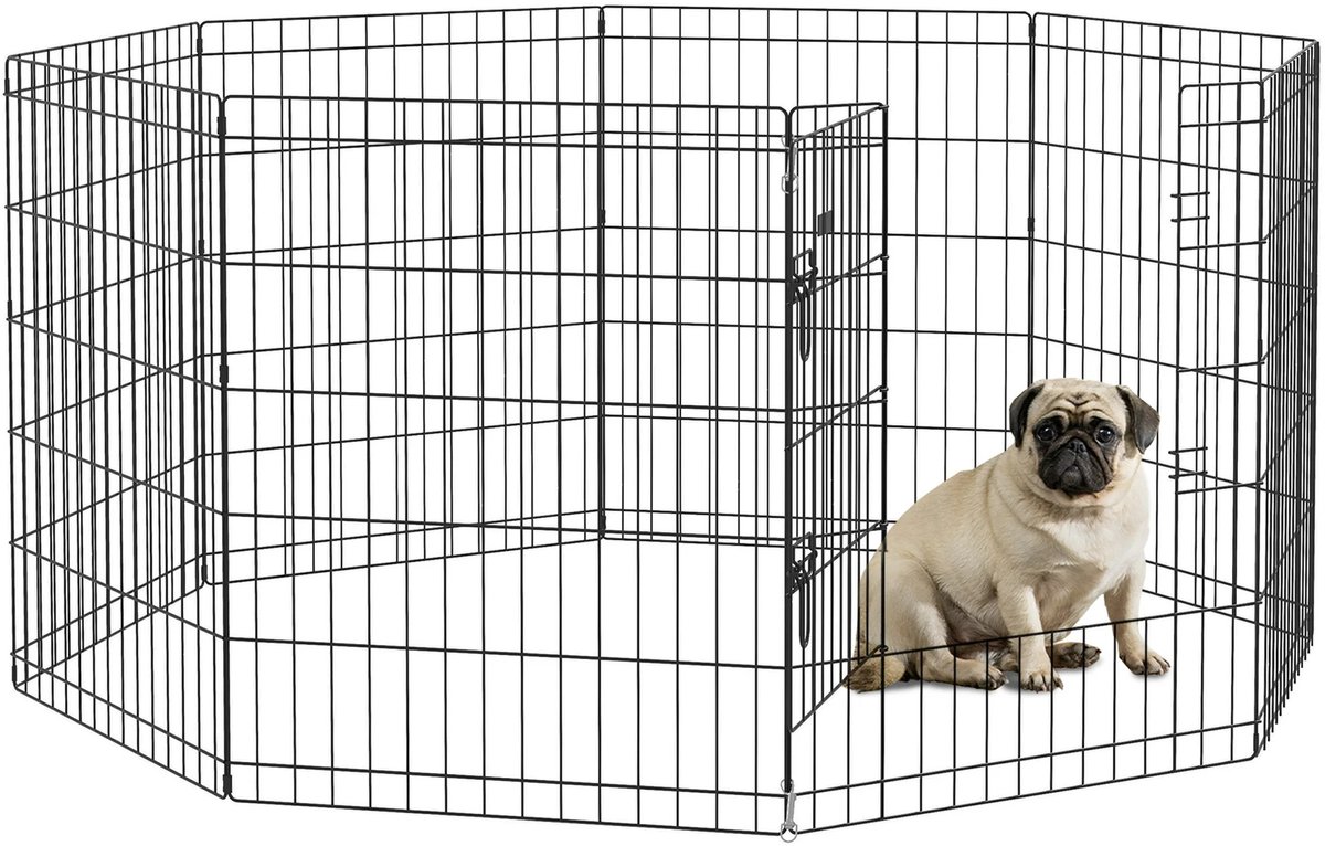 Innovastore Dierenkooi - Huisdierkooi - Konijnenren - Huisdieren - Hok voor binnen en buiten - In-uit stapdeur - Staal - Zwart