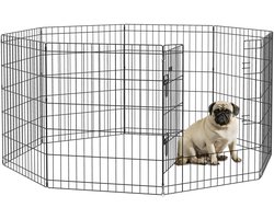 Innovastore Dierenkooi - Huisdierkooi - Konijnenren - Huisdieren - Hok voor binnen en buiten - In-uit stapdeur - Staal - Zwart