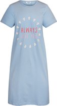 GAUBERT® Essential Dames Nachthemd Korte Mouw - Premium Gekamd Katoen - Always Love You - Lichtblauw - Maat XXL - GB-6813