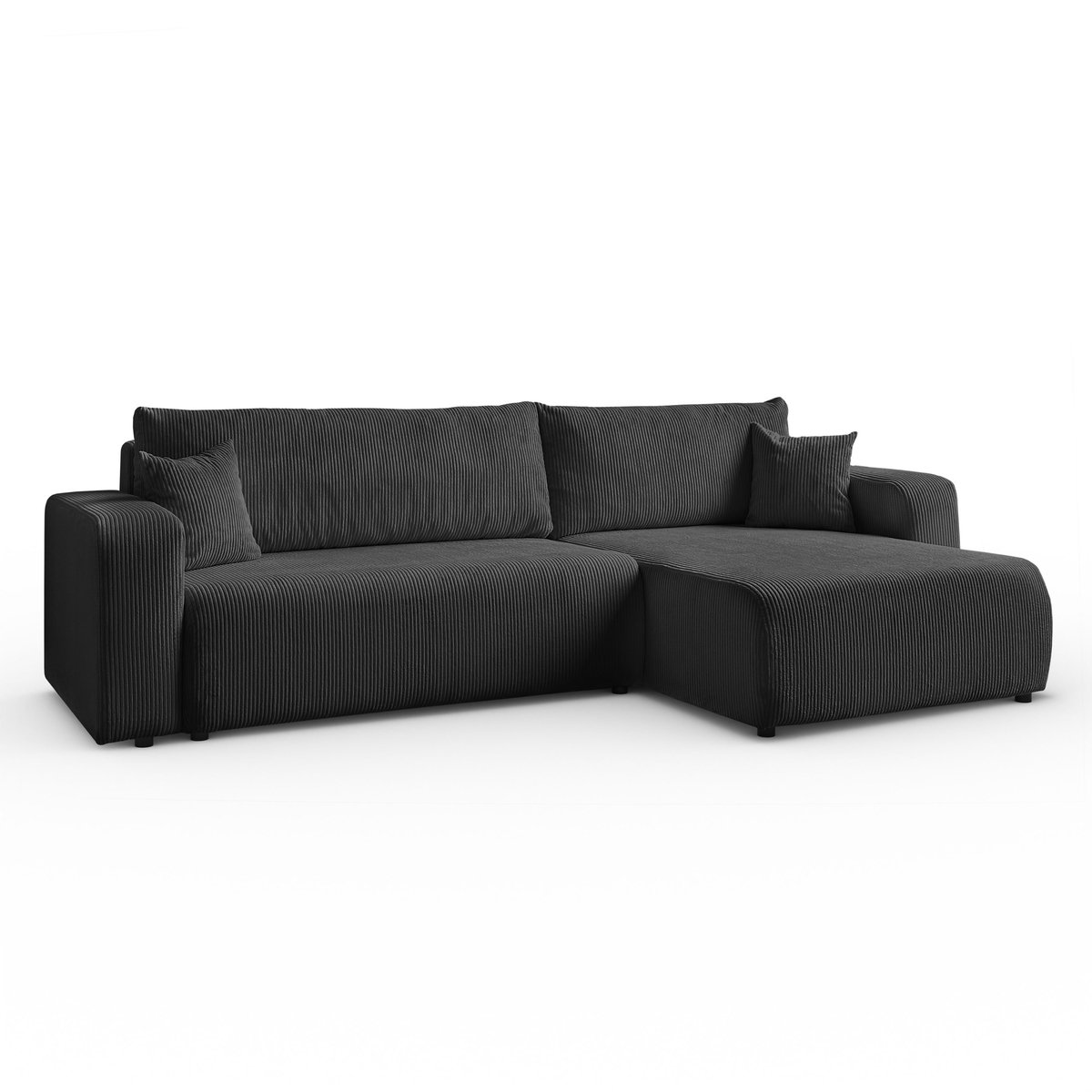 Hoekbank Sofia L-vormige, 277 x 143 cm met Slaapfunctie en Opbergbak, Bank, Corduroy, Slaapbank, Universele Bank, Grafiet