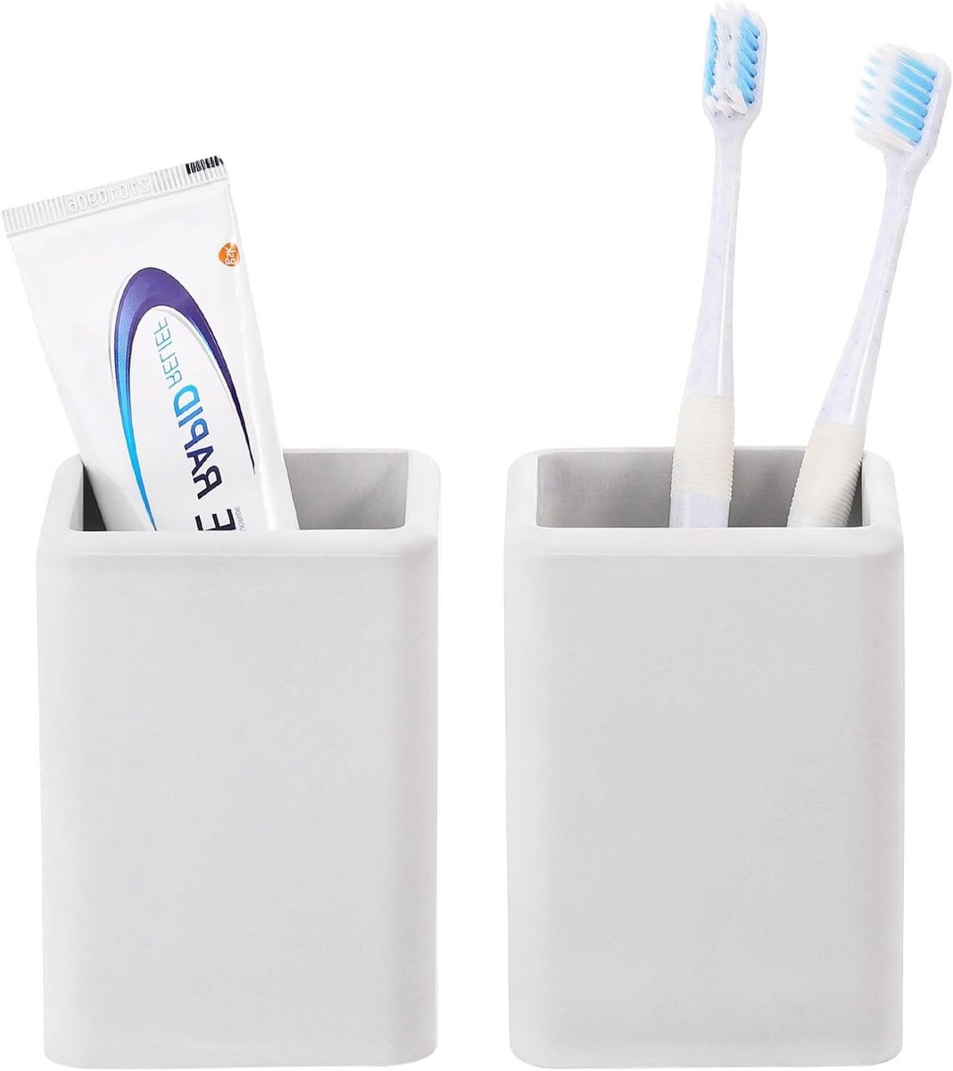 Toothbrush Holders Set van 2, Sneldrogende Diatomiet Tandenborstelbekers voor Badkamer, Praktische Organizer voor Elektrische Tandenborstel en Tandpasta, Lichtgrijs