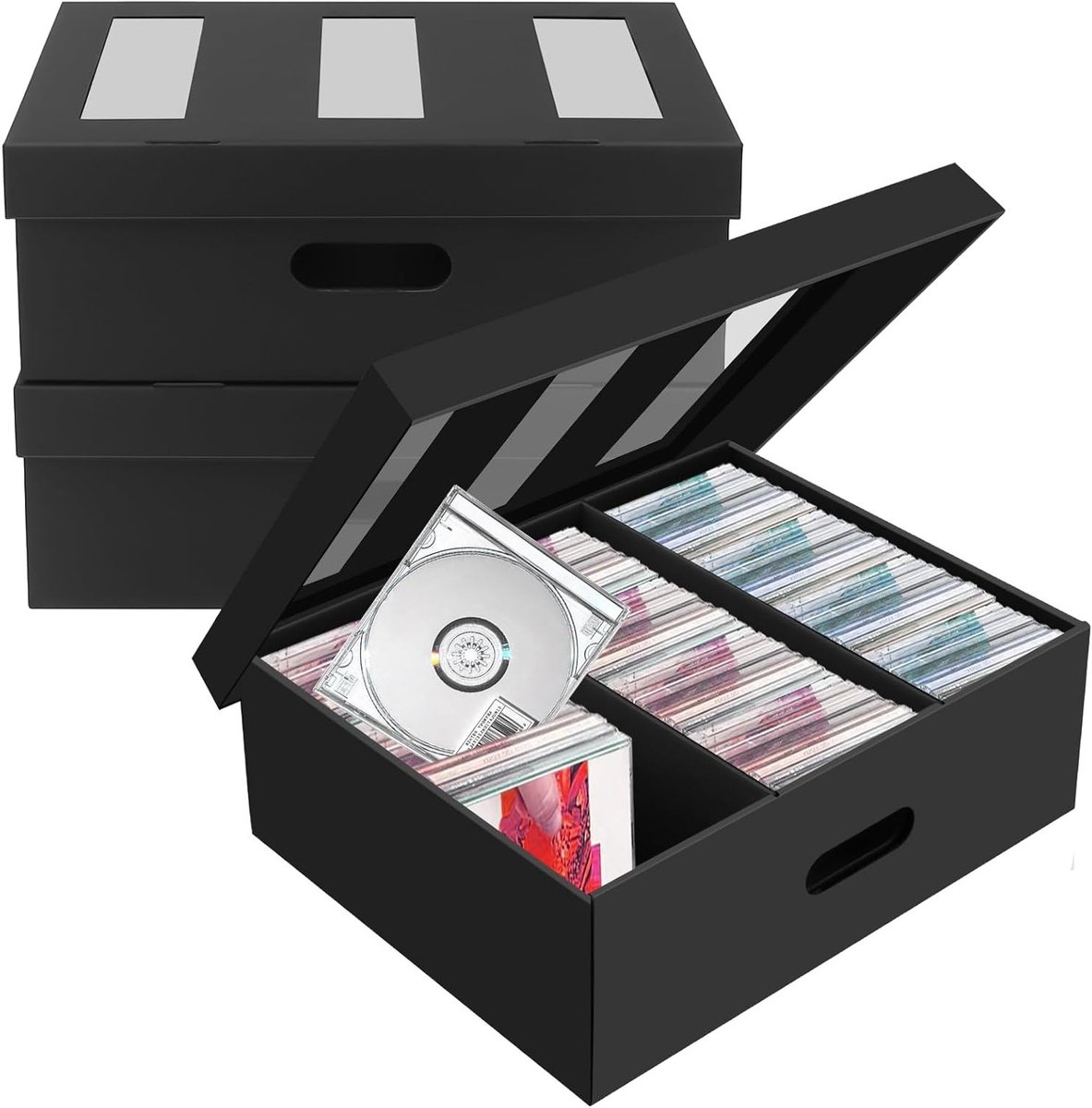 Cd Opbergdozen - Media Opslag - Muziek Collectie - Opvouwbaar Ontwerp - 3 Stuks - Zwart