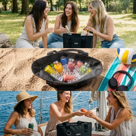 VANN Koeltas 28 Liter - Grote strandtas met Rits - Waterdicht & Lekvrij - 16u Koud - 28L - Schouderband - Gerecycled PET - Oatmeal van VANN — afbeelding 3