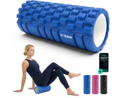 Hulser Foam Roller 33 cm – Massage roller – Fitness en Yoga foamroller – Blauw – Met digitale startgids - Voor triggerpoint massage - Grid Trigger