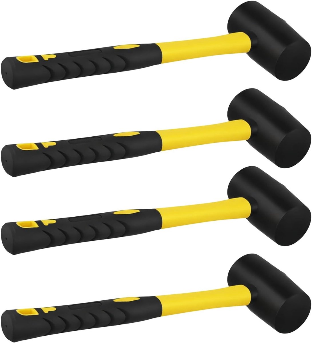 Rubberen hamer 16 oz, 260 x 95 mm, 4-delige set voor doe-het-zelf, camping en houtbewerking