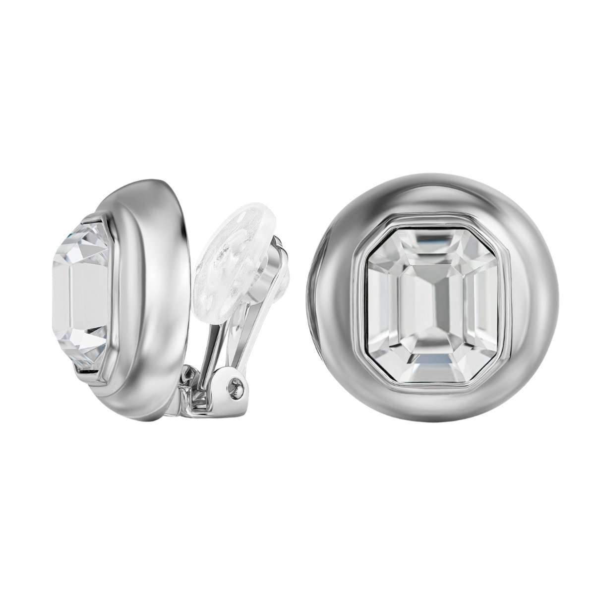 Traveller Clip Oorbellen - Oorclips Dames - Geplatineerd - Kristallen - Octagon - 13x11mm - Rond - 20mm - 157869